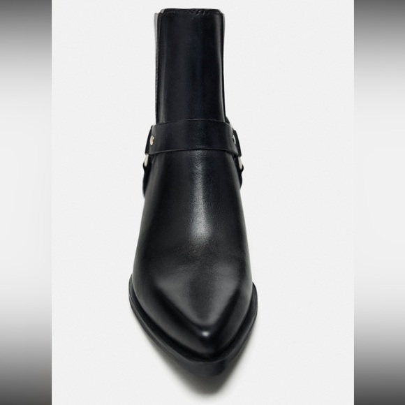 ZARA Cowboy Ankle Boots 100% Cow Leather - Picture 11 of 13